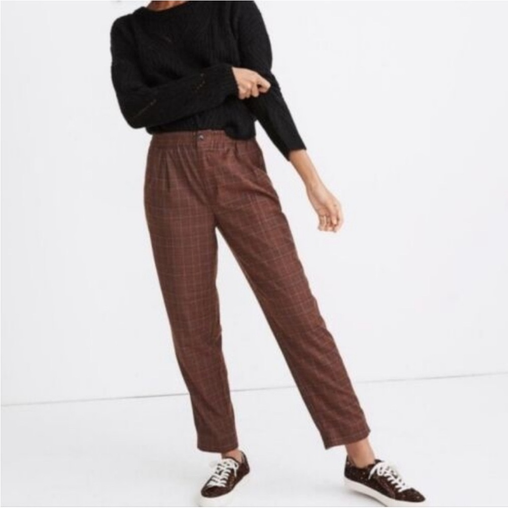 Madewell Brown Plaid Trousers